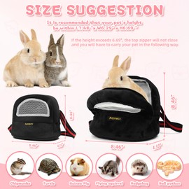 Sugar Glider Pouch Bonding Fleece Guinea Pig Carrier, Soft Comfortable Going Out Small Pets Sleeping Bag with Adjustable Strap,Breathable Mesh Window and Removable Mat for Hedgehogs (Black, L1)