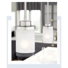 TENGXIN Modern Pendant Light for Kitchen Island, Brushed Nickel Hanging Ceiling Light Fixture,Farmhouse Pendant Lighting for Dining Room Bedroom Bar Office 2Pack,TXPLBN01-2PK