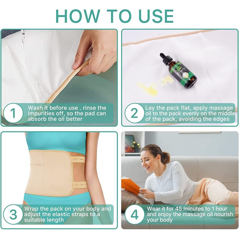 Warmroom 2Pack Castor Oil Pack Wrap, Reusable Organic Castor Oil