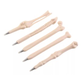 Brooks 5pz Plumas Forma De Hueso Kawaii Medicos Tinta Negra