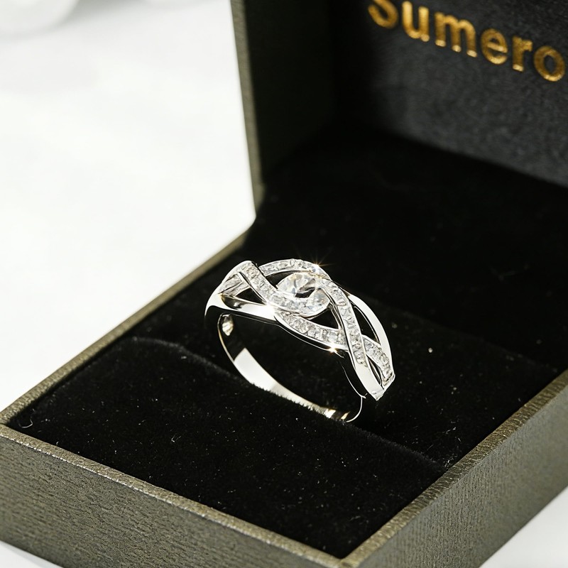Sumeror Eternity Diamond Ring for Women - 925 Sterling Silver