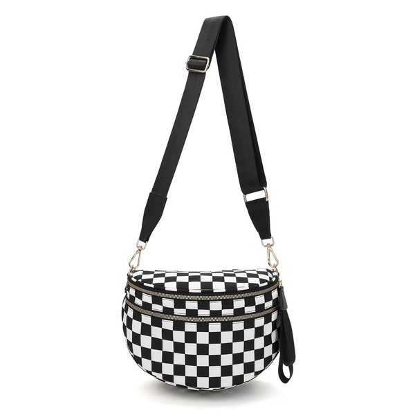 TKWEO Checkered Crossbody Bag for Women Fanny Packs Shoulder Bum