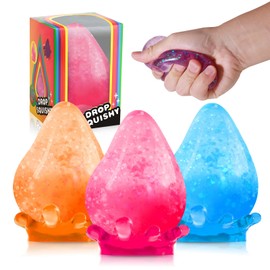 3 Pack Fidget Toys Stress Cube, Squishy Stress Balls for Adults, Ice Squishy Stress Cube Sugar Balls, Squeeze Sensory Balls for Kids with Autism, Water Drop Fidget Cube Stress Toys Anxiety Relief