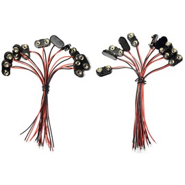 LampVPath 10 Pcs I TYPE 9 Volt Battery Clip And 10 Pcs T Type 9 Volt Battery Connector With Wires Leads
