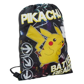 Pokemon Glow In The Dark Drawstring Gym Bag Pikachu School Sack PE Kit Kids Teens Swim Bag