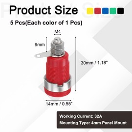 MECCANIXITY 20 Pcs Banana Jack, 32A M4 x 9mm Panel Mount Banana Female Panel Socket Jack, 4mm Binding Post Adapter for Banana Plug Connectors, 5 Colors