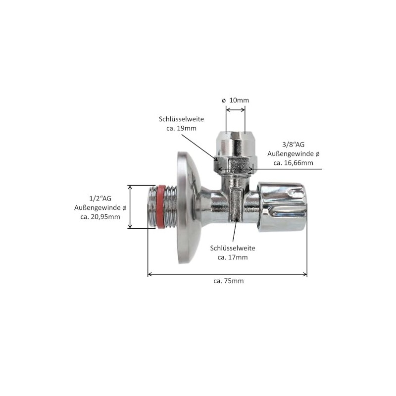 'Angle Valve 1/2-Inch Seal – Certified According to German DVGW