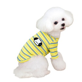 Double Striped Dog Shirt for Small Large Dogs T-Shirts Soft Breathable Dog Cotton Shirt Basic Shirts (Yellow, S)
