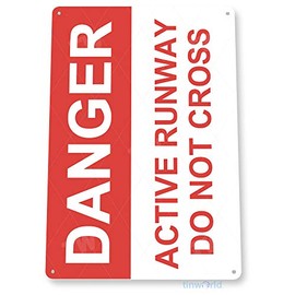 Tinworld Tin Sign: Airport Runway Sign Garage, Hangar, FBO Metal Décor D028