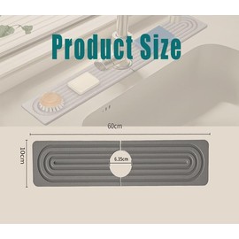WADY Faucet Mat for Kitchen Sink, Kitchen Faucet Absorbent Mat - 23.6'' Long Diatomaceous Earth Splash Guard for Sink Faucet, Aesthetic Water Absorbing Stone Tray in The Modern Home
