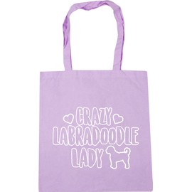 Hippowarehouse Crazy labradoodle lady - dog Tote Shopping Gym Beach Bag 42cm x38cm, 10 litres