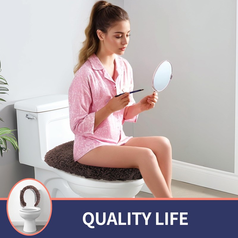 Baahrnom Luxury Toilet Lid Cover 19.5"x 16" Machine Washable Solid