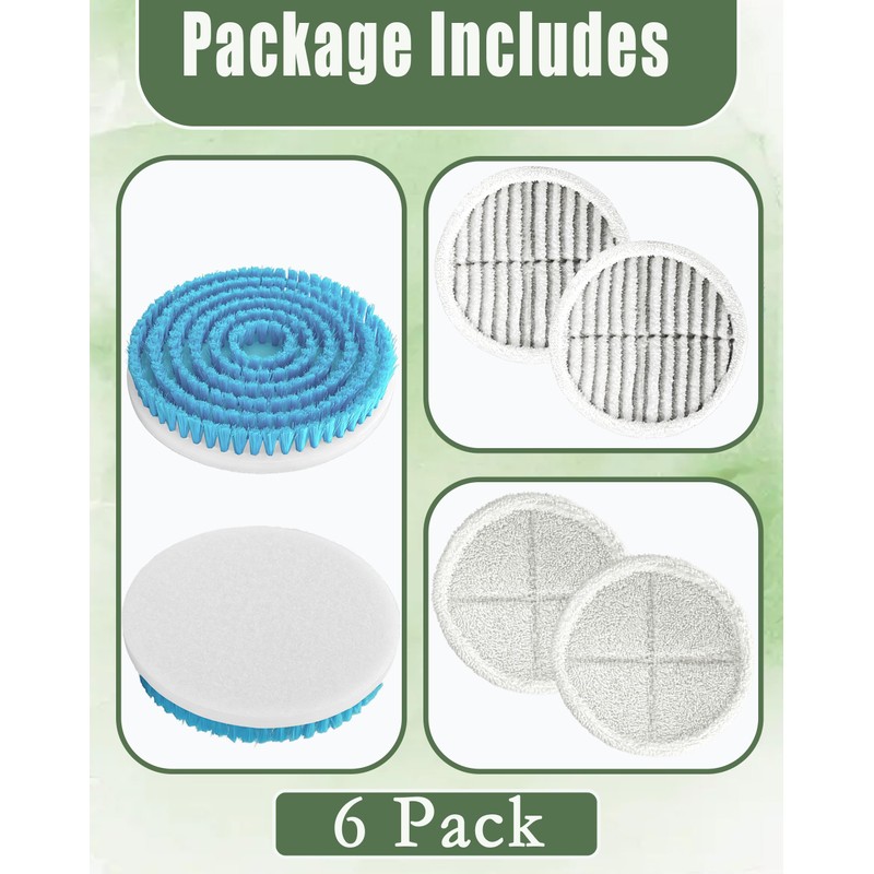 6-Pack Spin Mop Brush Replacement for Bissell Spinwave Steam Mop