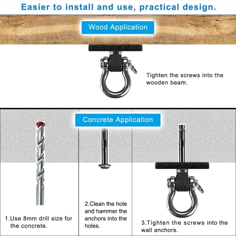Dolibest Ceiling Mount Swing Hanger Heavy Duty Swing Set Hook