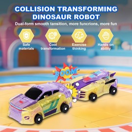 Felly Robocrash Magnetic Transforming Car, 2Pcs Automatic Deformation of Magnetic Connections, Car Toys for 2 3 4 5 6 7 8 Years Old Boys and Girls Kids, Luminous