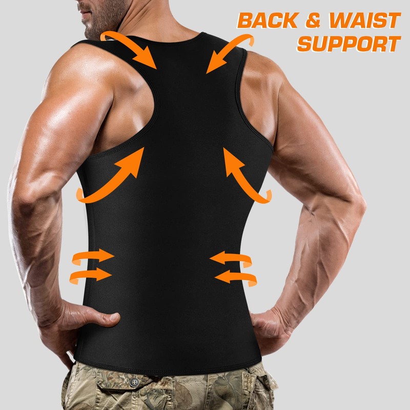 Cimkiz Mens Sweat Sauna Vest for Waist Trainer Zipper Neoprene
