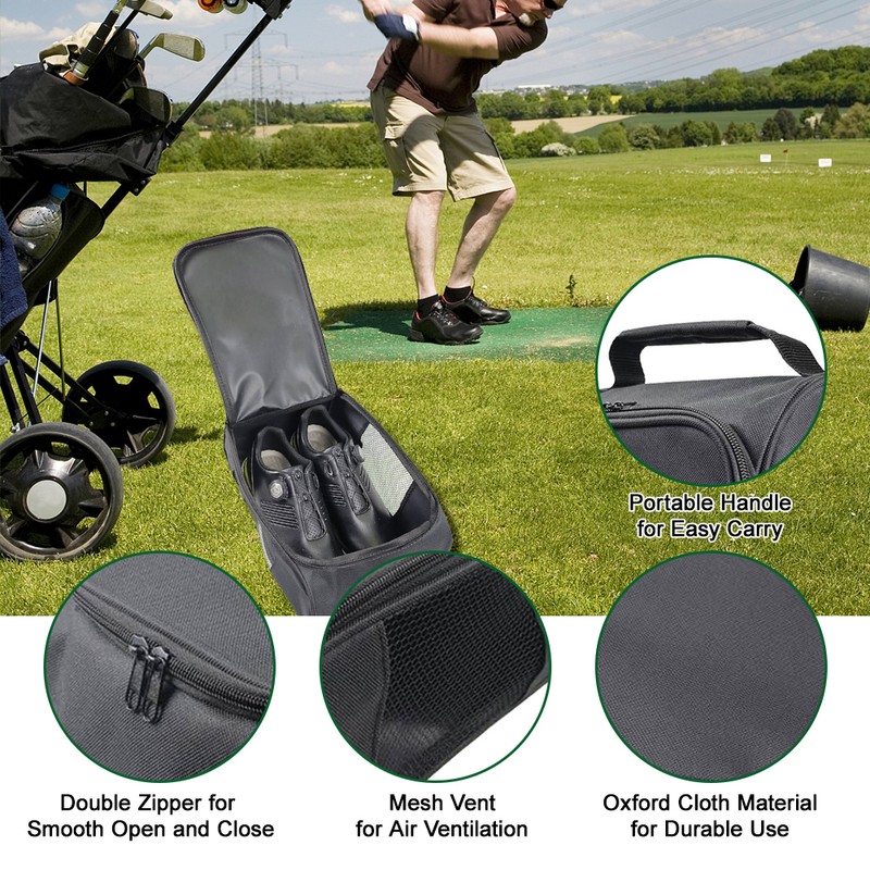 Oxford Cloth Golf Shoe Bag Breathable Sneaker Storage Bag Zippered