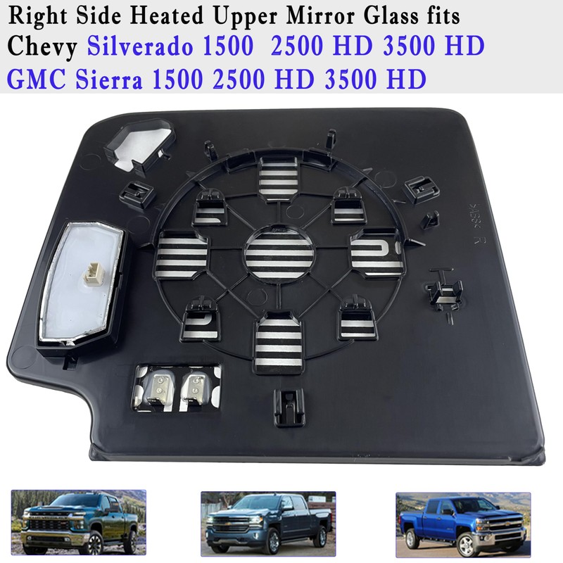 Passenger Side Heated Towing Mirror Glass Compatible with 2014-2017 Chevy