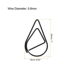 sourcing map Paper Clip Drop-Shaped Cute Decorative Clips Bookmarks with Box 1 Inch Black for Organize Office Home, Pack of 100
