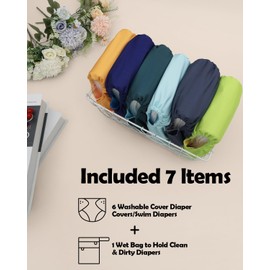 ALVABABY 6 pcs Baby Cloth Diaper Covers with One Wet Bag, Swim Diaper,Cloth Diaper Shell Baby Girls and Boys 6CDC03A