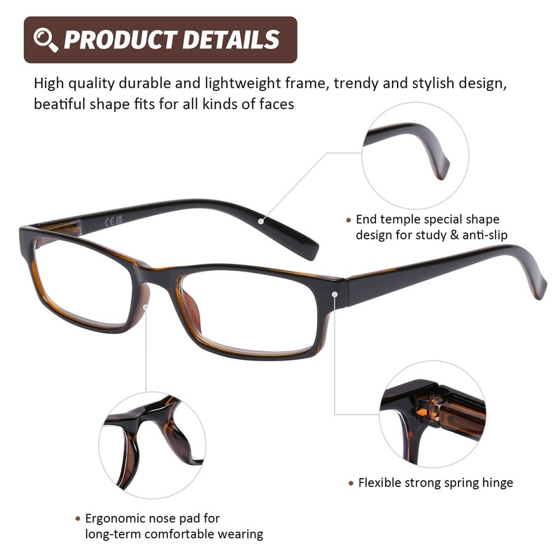 DOOViC Blue Light Blocking Reading Glasses 4 Pack Stylish Classic