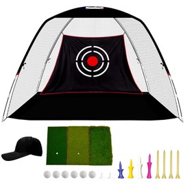 Golf Hitting Practice Nets for Backyard Driving Heavy Duty Men Real Indoor Golf Balls Hitting Pitching Driving Nets for Indoor Outdoor Garage Use Golfing Swing Training Impact Cages with Frame and Net