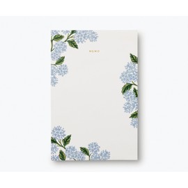 RIFLE PAPER CO. Large Memo Notepad, 65 Tear-Off Pages, Featuring Bands of Pastel Hues Separating the Days, Printed in Full Color and Foil Stamped (Hydrangea)