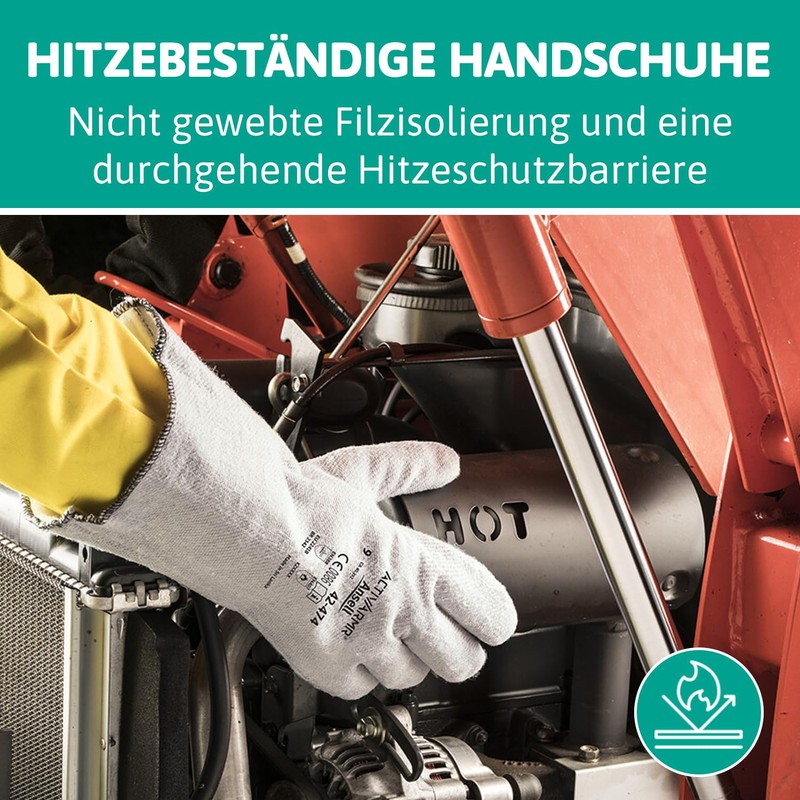 Ansell ActivArmr 42-474 Heat Protection Glove, Industrial Heat Resistant Gloves,