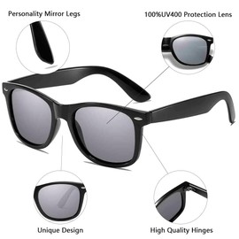 aisswzber Retro Rewind Classic Polarized Sunglasses for Men Women Driving Sun glasses Shades 80's Square Frame, Silver, Silver