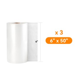 [2024 New] 6" x 50' 3 Rolls, Vacuum Sealer Rolls Bags for Food, Great for Food Storage, Sous Vide and Meal Prep, Wevac Lite