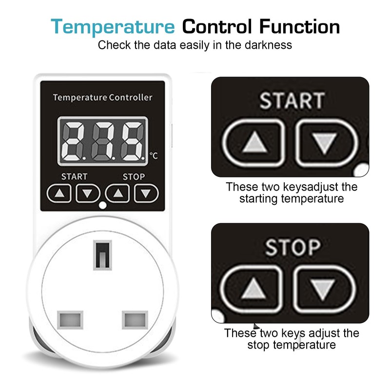 Digital Thermostat Plug, Thermostat Outlet Socket with waterproof head, 230V