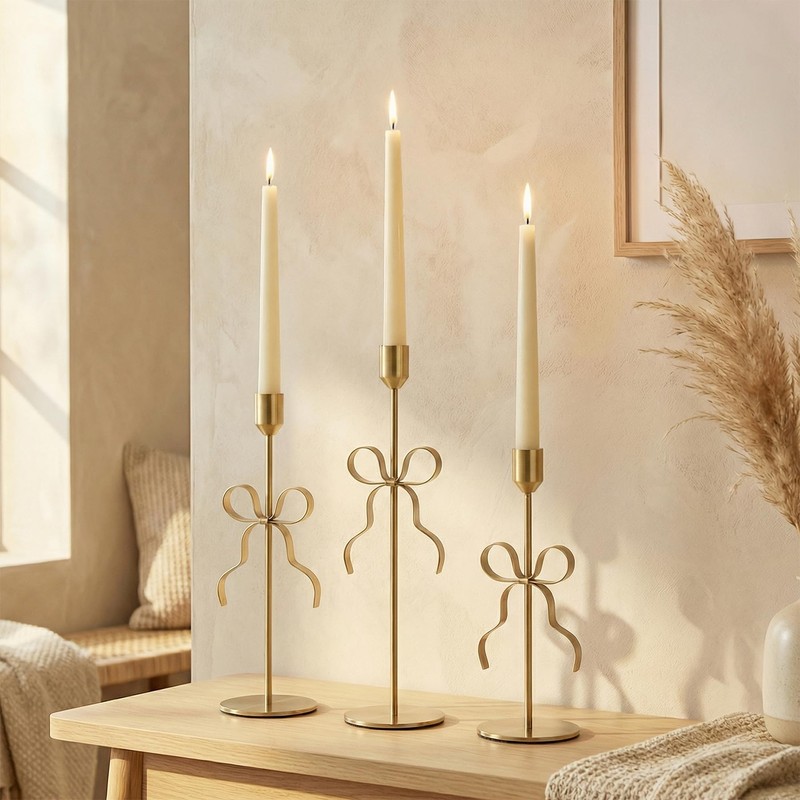 Bow Candle Holder - Bow Candlestick Holder Set of 3