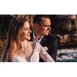 MaMeMi Beautiful necklace with tree of life made of 925 sterling silver in front of olive wood pendant diameter 3 cm [handmade] from Bethlehem, from the Holy Land, Sterling Silver, saints