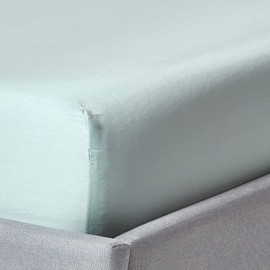 Homescapes Plain Duck Egg Blue Fitted Sheet Single Size 400 Thread Count Organic Cotton Bedding Percale Hypoallergenic Anti Dust Mite