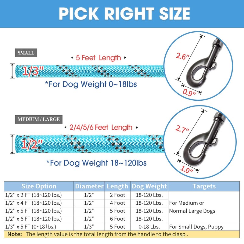 BAAPET 2/4/5/6 FT Strong Dog Leash with Comfortable Padded Handle