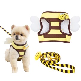Dog Harness & Leash Set, Adjustable Cute bee Dog Harness, Dog Leash, No Pull No Choke Puppy Harnesses for Walking Training for Small, Medium, Large Pet (Large)