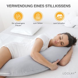 LOOLAY Pregnancy Pillow - Nursing Pillow 190 cm - Side Sleeper Pillow 100% Minky - with Removable Cover - Ergonomic Pregnant Pillow for Sleeping (Green)
