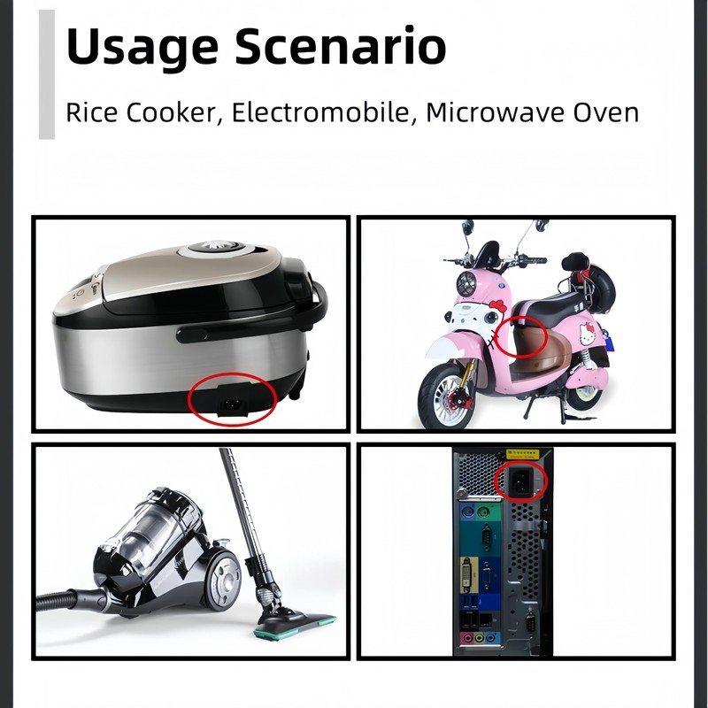 BOXONLY C14 3 Pins Panel Mount Plug Adapter AC 250V