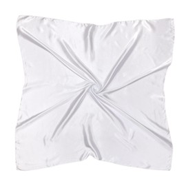 JK Home 90x90cm Large Square Satin Head Scarf, 35'' Silk Scarf for Women Hair Bandanas Hair Wrap for Sleeping Headscarf Shiny Plain Soft Lightweight Handkerchief Satin Ribbon Scarf White