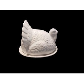 Ceramic Harvest Thanksgiving Turkey Butter Dish 7 x 6 x 4 White