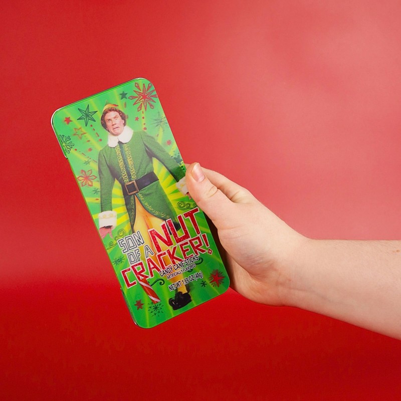 ELF Christmas Candy Cane Sticks Tin, Son of A Nutcracker,