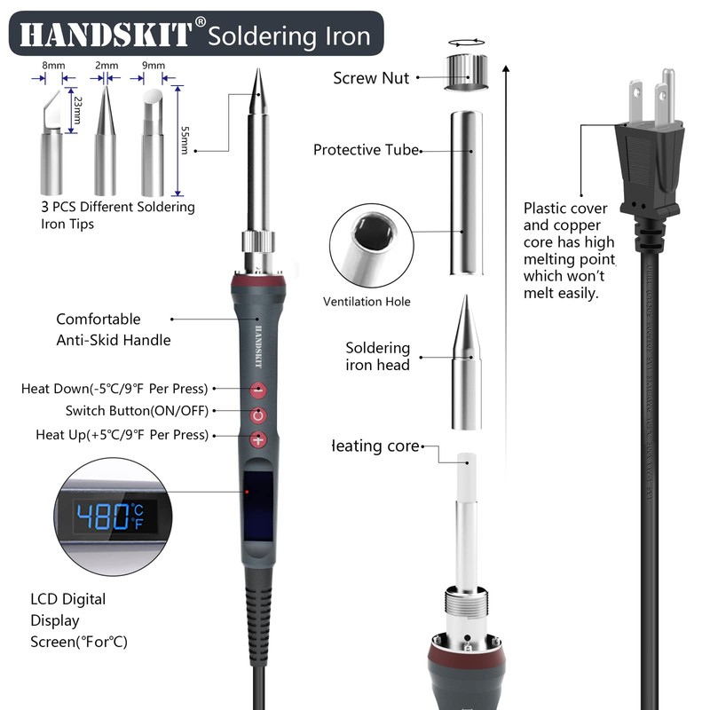 HANDSKIT 200W LED Soldering Iron Kit, 110V Soldering Kit for