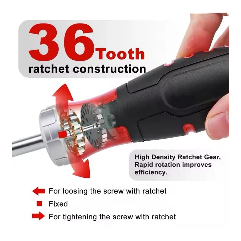 12-in-1 24cm Ratcheting Screwdriver Set with 32-Tooth Mechanism, Multiple Bits