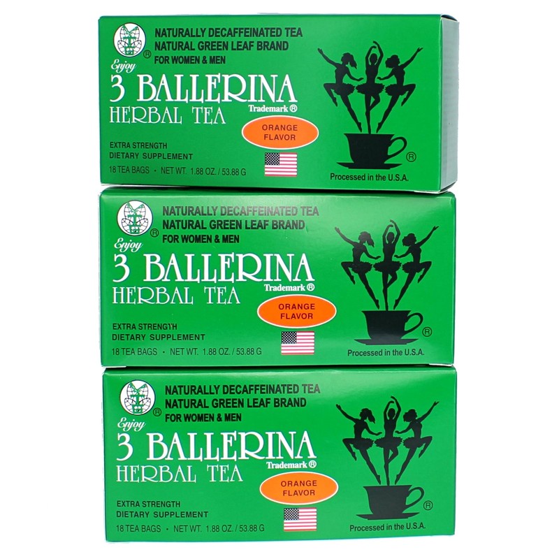 3 BALLERINA TEA DIETERS DRINK EXTRA STRENGH ORANGE FLAVOR (3