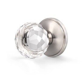 NIZADO Dummy Door Knobs Crystal Style,Diamond Shape Door Handles Interior,Non-Turning Function for Hall and Closet(NO-Latch), Satin Nickel Finish,2 Pack