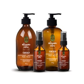 OLEUM VITAE Kit Cuidado de la Piel con Aceites Esencials de Romero y Menta. Hidratación Profunda. 4 pzas