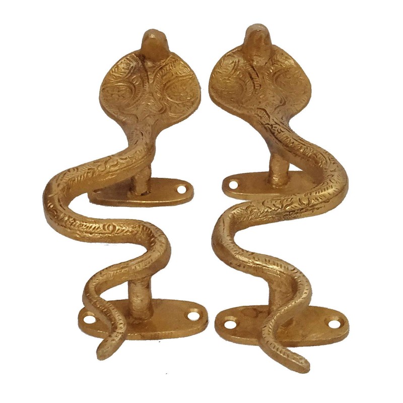 Purpledip King Cobra Brass Door/Window/Cupboard Handles - Opposite - Pack