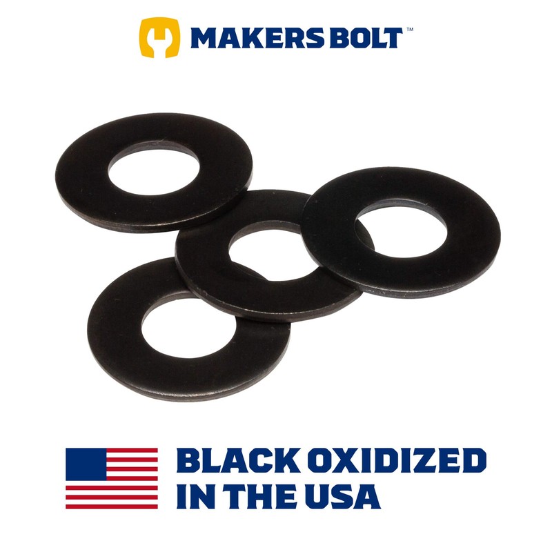 #10 (3/16") Black Stainless Steel Flat Washer (100 pcs), Black