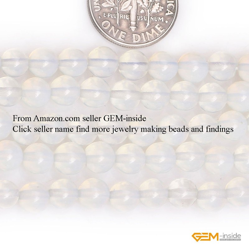 GEM-Inside 6mm Round Smooth White Opalite Beads for Jewelry Making