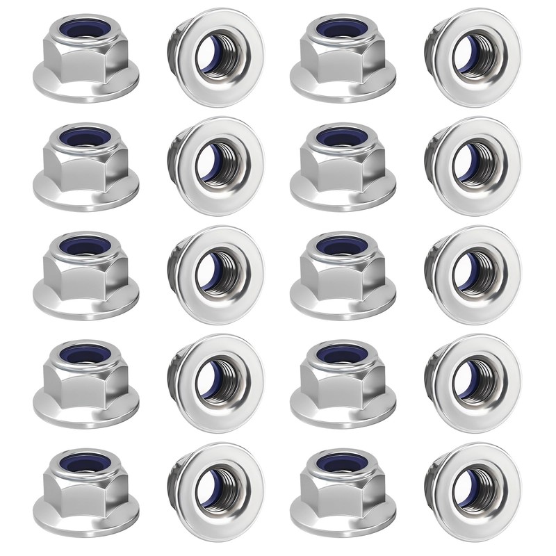 M8 Flange Nuts, 20 Pcs Stainless Steel Metric Hex Lock